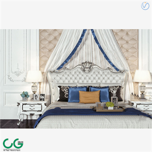 European light luxury double bed 3d model